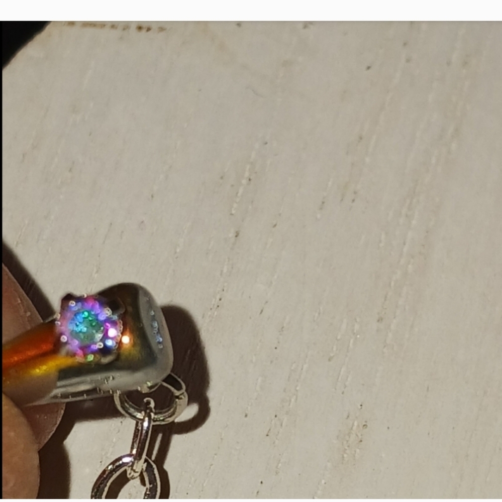 Rainbow druzy geode agate crystal necklace with glass skulls & spikes &earrings - Picture 14 of 15
